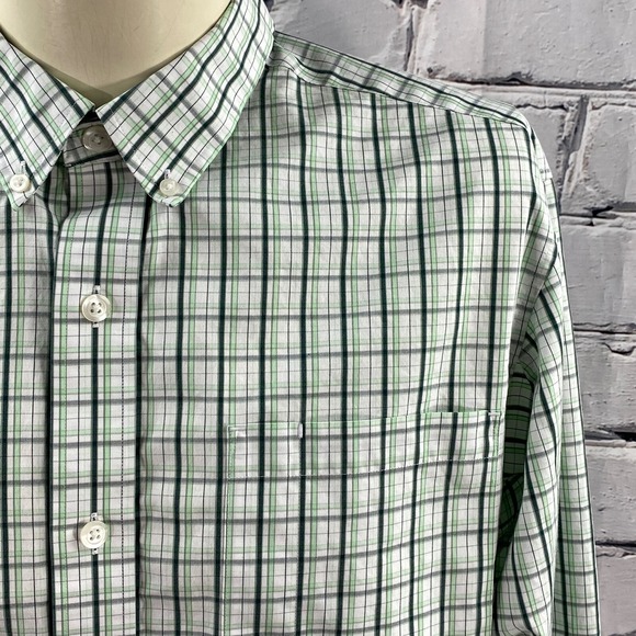 Duluth Men's Relaxed Fit Wrinkle Fighter Long Sleeve Green Check Shirt Large - Picture 1 of 8